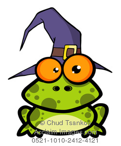 249x300 Illustration Of A Cartoon Halloween Toad Wearing A Purple Witch's Hat