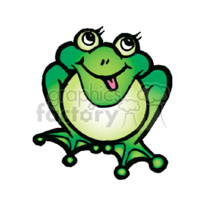 300x300 Royalty Free Cartoon Frog With Eyelashes 129780 Vector Clip Art