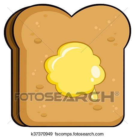 450x457 Clip Art Of Toast Bread Slice With Butter K37370949