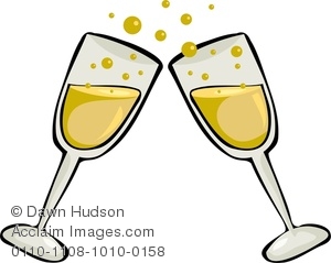300x239 Champagne Glasses Making A Toast Clipart Image