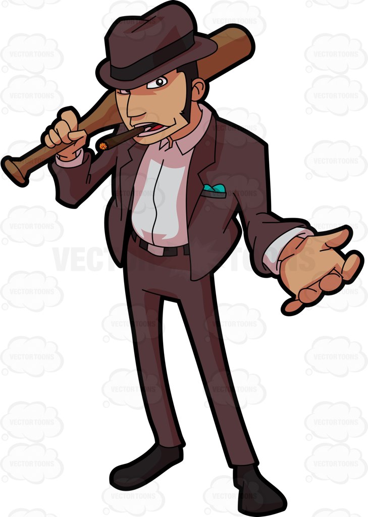729x1024 A Tough Bill Collector Smoking A Tobacco Cartoon Clipart