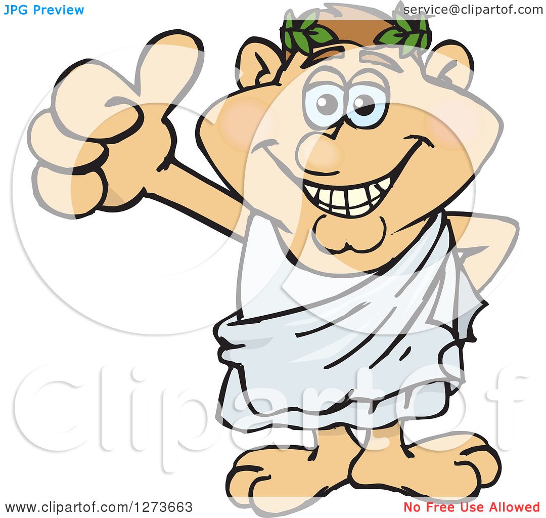 1080x1024 Clipart Of A Happy Greek Man In A Toga, Giving A Thumb Up