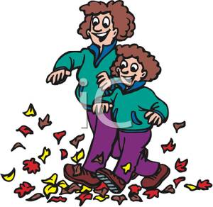 300x292 Mother And Daughter Walking Through The Fall Leaves Together Clip