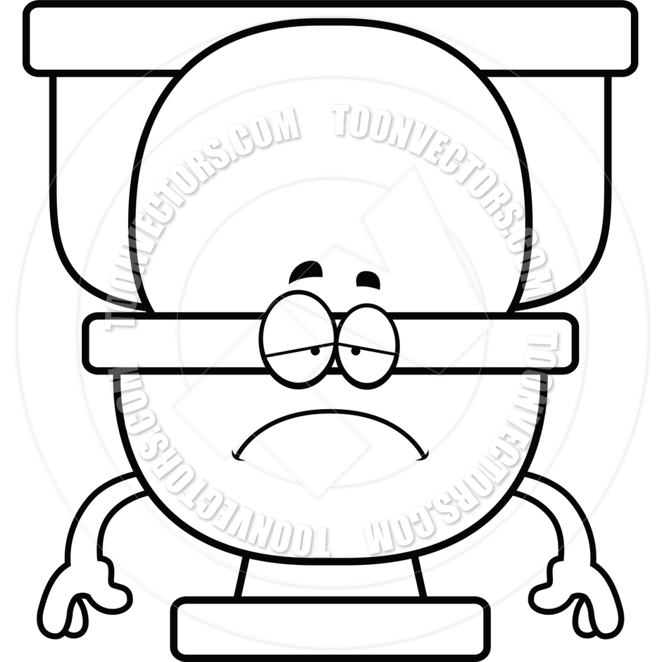 940x940 Cartoon Toilet Sad (Black And White Line Art) By Cory Thoman