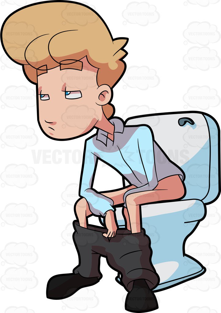 722x1024 A Man Sitting On A Toilet Seat Cartoon Clipart