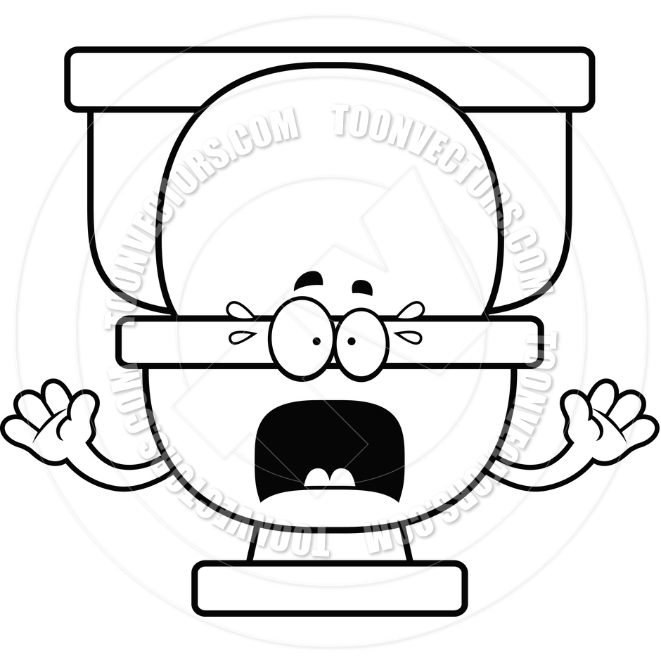 940x940 Cartoon Toilet Scared (Black And White Line Art) By Cory Thoman