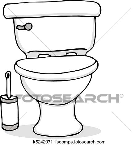 450x470 Clipart Of Toilet And Cleaning Brush K5242071