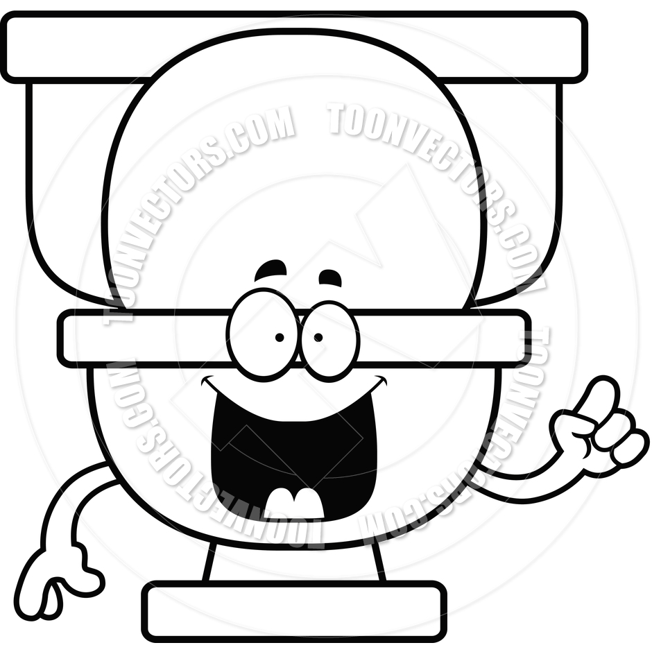 940x940 Cartoon Toilet Idea (Black And White Line Art) By Cory Thoman