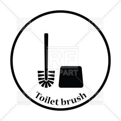 400x400 Thin Circle Design Of Toilet Brush Icon Royalty Free Vector Clip