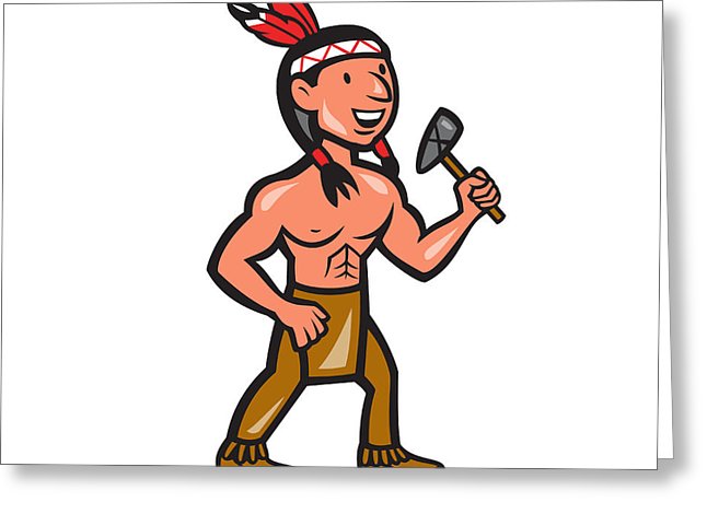646x470 Native American Holding Tomahawk Cartoon Digital Art By Aloysius
