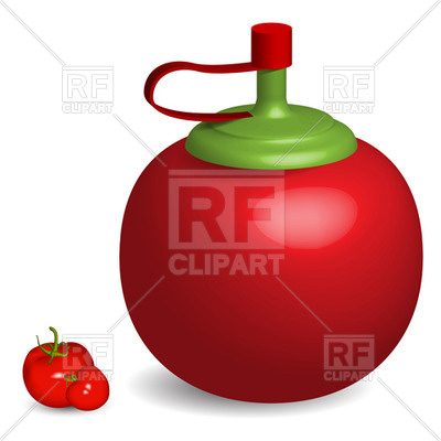 400x400 Tomato Sauce Bottle And Tomatoes Royalty Free Vector Clip Art