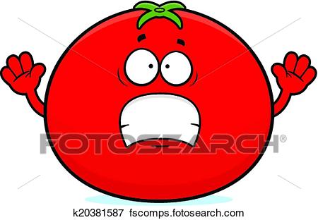 450x312 Clip Art Of Cartoon Tomato Scared K20381587