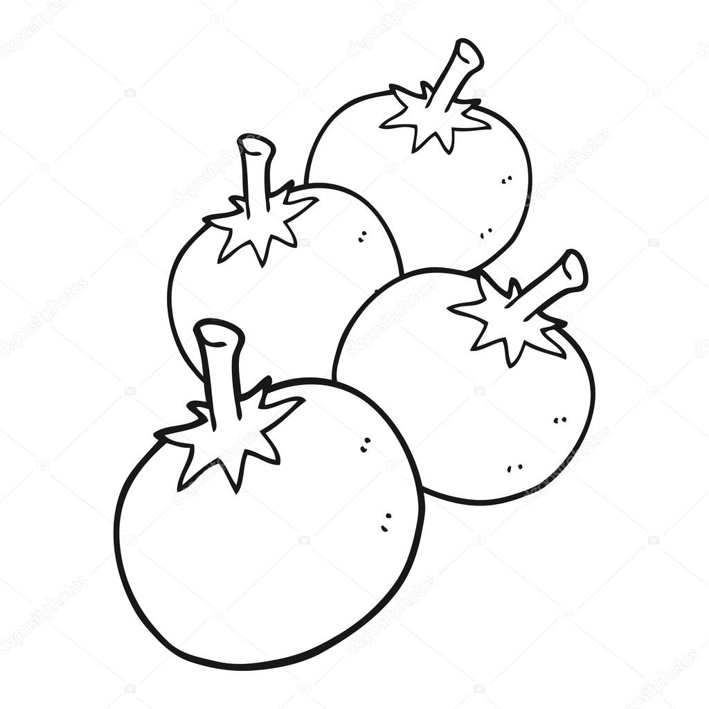1024x1024 Black And White Cartoon Tomato Stock Vector Lineartestpilot