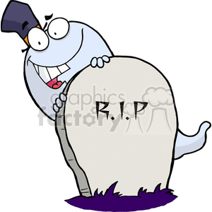 300x300 Royalty Free Happy Ghost Behind The Tombstone With Text R I P