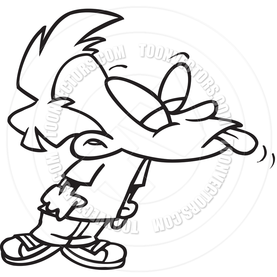 940x940 Cartoon Defiant Boy (Black And White Line Art) By Ron Leishman