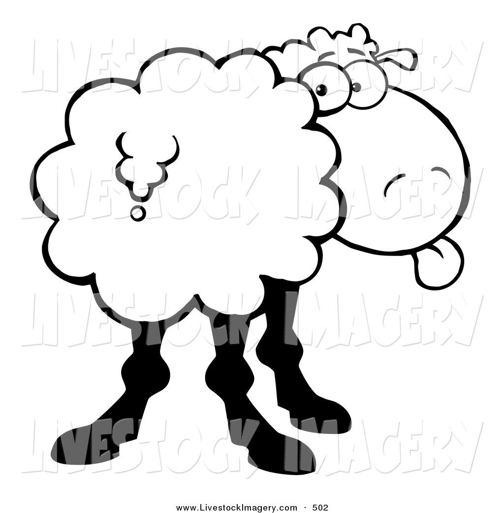 1024x1044 Clip Art Of A Black And White Coloring Page Sheep Sticking Its