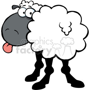 300x300 Royalty Free 102671 Cartoon Clipart Funky Black Sheep Sticking Out