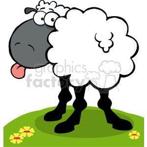 300x300 Royalty Free 102672 Cartoon Clipart Funky Black Sheep Sticking Out