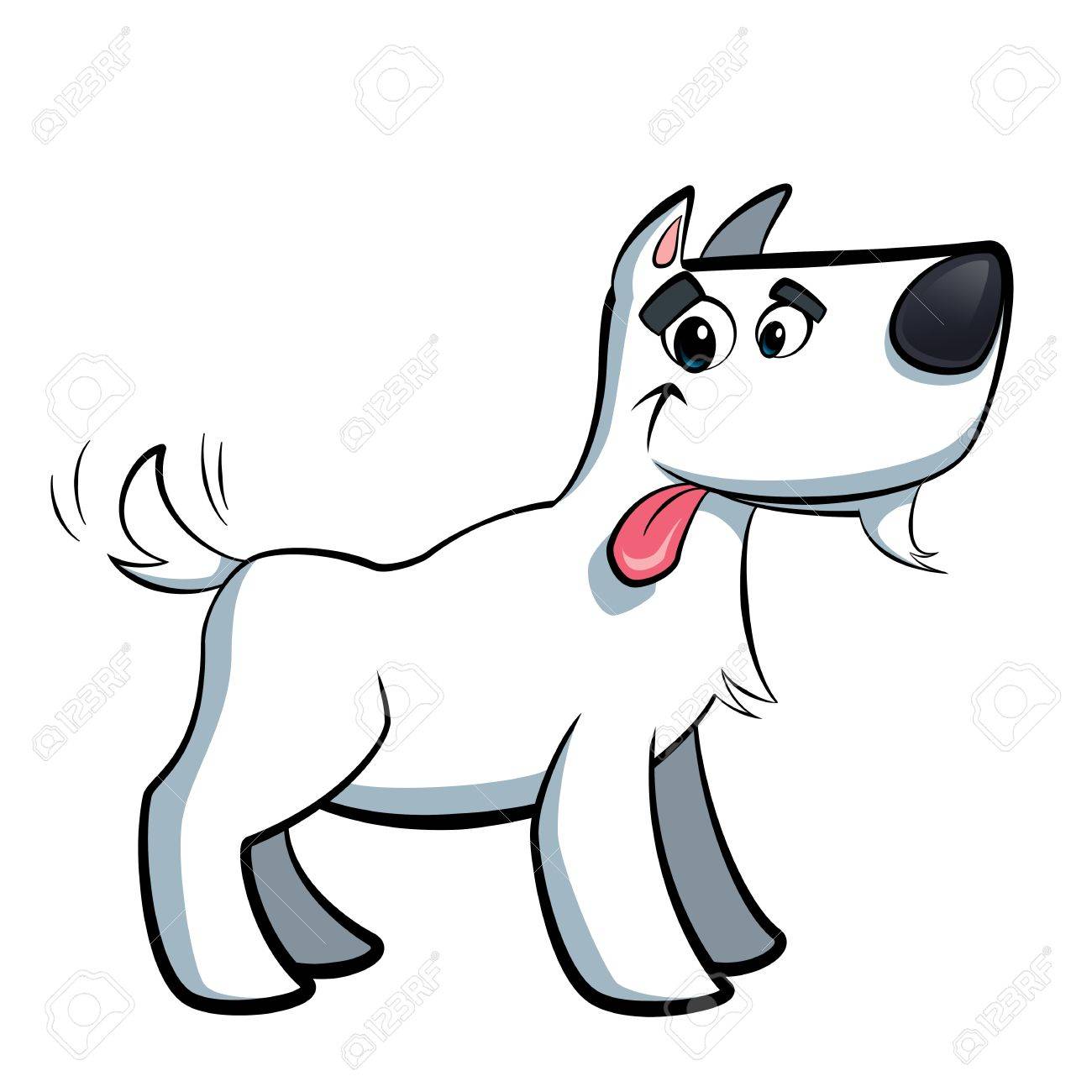 1300x1300 White Cute Terrier Russell Cartoon Dog Drooling Sticking Out