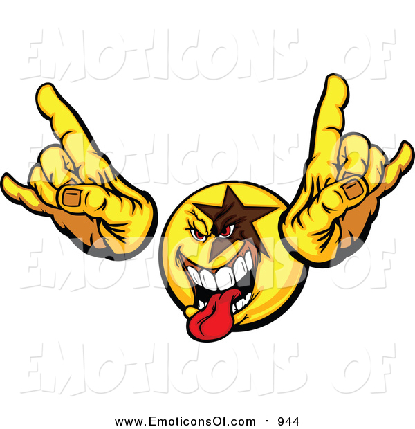 600x620 Clip Art Vector Cartoon Of A Rocker Dude Emoticon With A Star