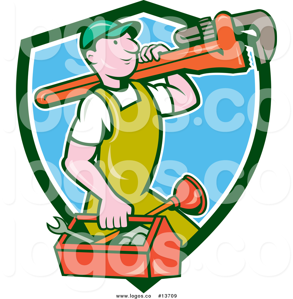1024x1044 Royalty Free Vector Logo Of A Cartoon Caucasian Male Plumber