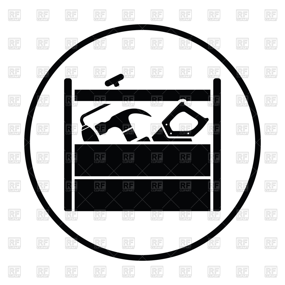 1200x1200 Thin Circle Design Of Retro Tool Box Icon Royalty Free Vector Clip