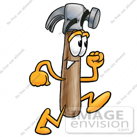 450x450 Clip Art Graphic Of A Hammer Tool Cartoon Character Running