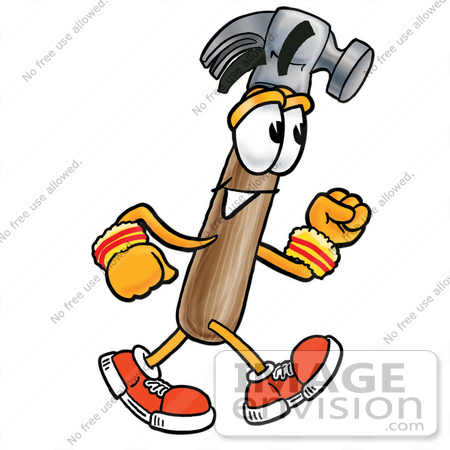 450x450 Clip Art Graphic Of A Hammer Tool Cartoon Character Speed Walking