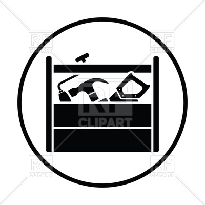 400x400 Thin Circle Design Of Retro Tool Box Icon Royalty Free Vector Clip