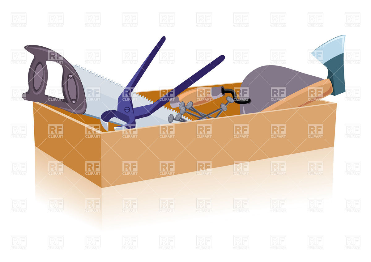 1200x848 Wooden Toolbox With Tools Royalty Free Vector Clip Art Image