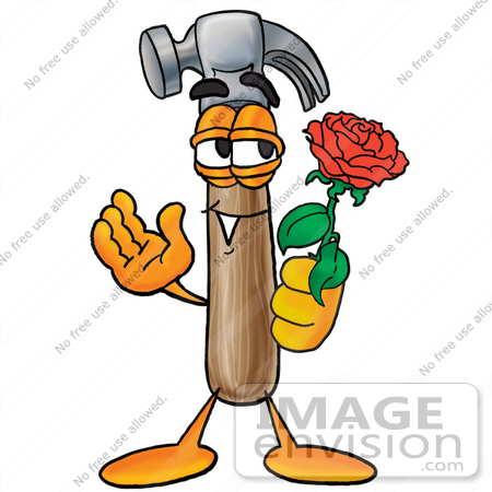 450x450 Clip Art Graphic Of A Hammer Tool Cartoon Character Holding A Red