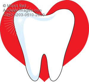 300x274 Heart And Tooth Dental Hygiene Clip Art Illustration