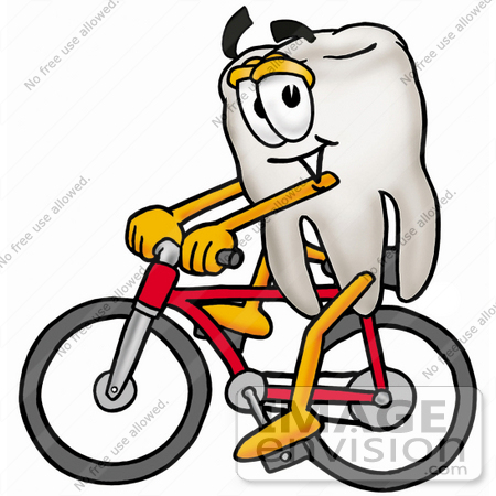 450x450 Clip Art Graphic Of A Human Molar Tooth Character Riding A Bicycle