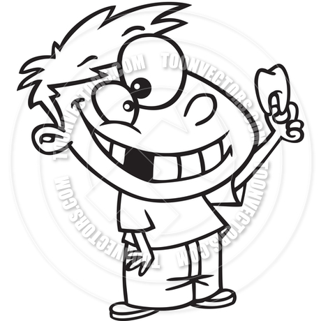 460x460 Cartoon Boy With Tooth (Black And White Line Art) By Ron Leishman