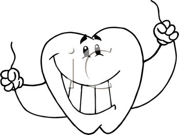 350x265 Picture Of Happy Smiling Cartoon Tooth Holding Dental Floss In