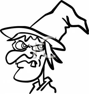 285x300 Cartoon Outline Of A Wicked Witch With A Single Tooth Showing