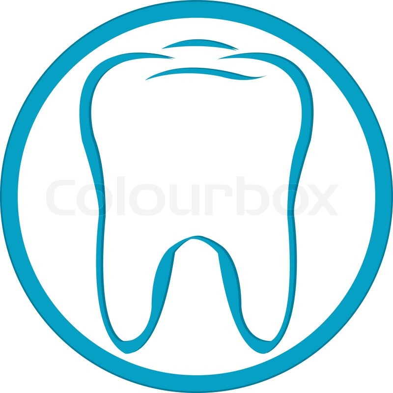 800x800 Stylized Tooth In Circle, Isolated On White Background, Vector