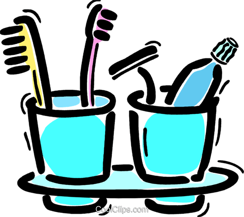 480x427 Toothbrush With Razor And Toothpaste Royalty Free Vector Clip Art