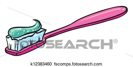 450x227 Clipart Of A Pink Toothbrush With A Toothpaste K12383460