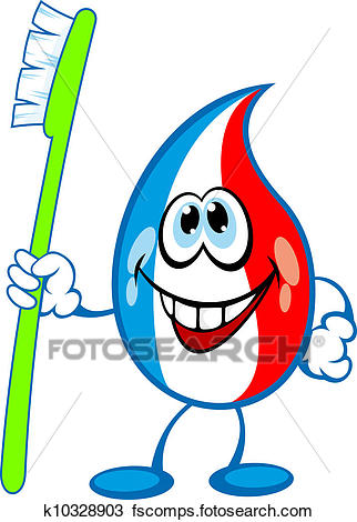 322x470 Clipart Of Toothpaste Drop With Dental Brush K10328903