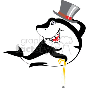 300x300 Royalty Free Cartoon Shark With A Top Hat And Cane 370092 Vector