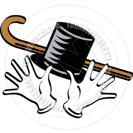 460x460 Cartoon Top Hat, Cane And Gloves Vector Illustration By Clip Art