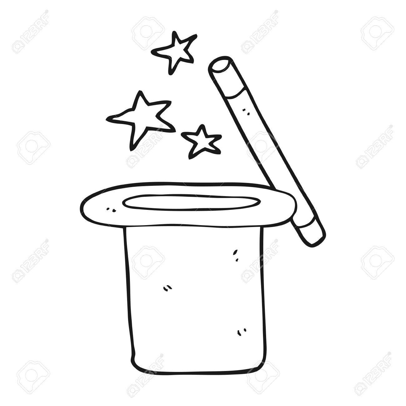 1300x1300 Freehand Drawn Black And White Cartoon Magician's Top Hat Royalty