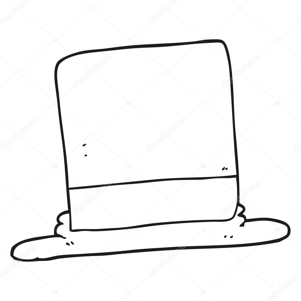 1024x1024 Black And White Cartoon Top Hat Stock Vector Lineartestpilot
