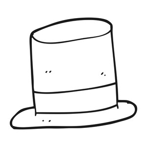 300x300 Freehand Drawn Black And White Cartoon Tramp Top Hat Royalty Free