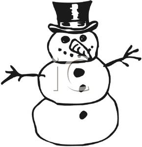 290x300 Outline Of A Snowman With A Tophat And Carrot Nose