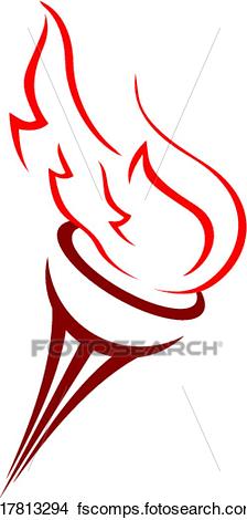 224x470 Clipart Of Torch With A Burning Flame K17813294