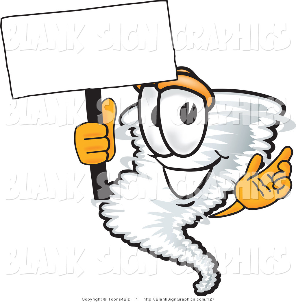 1024x1044 Vector Illustration Of A Happy Tornado Holding A Blank Sign