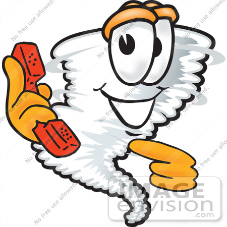 450x450 Clip Art Graphic Of A Tornado Mascot Character Holding A Phone