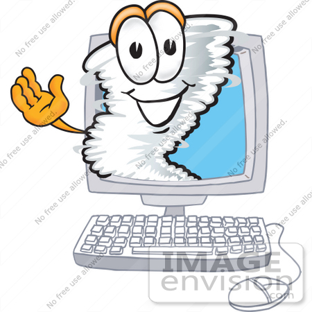 450x450 Clip Art Graphic Of A Tornado Mascot Character Waving From Inside